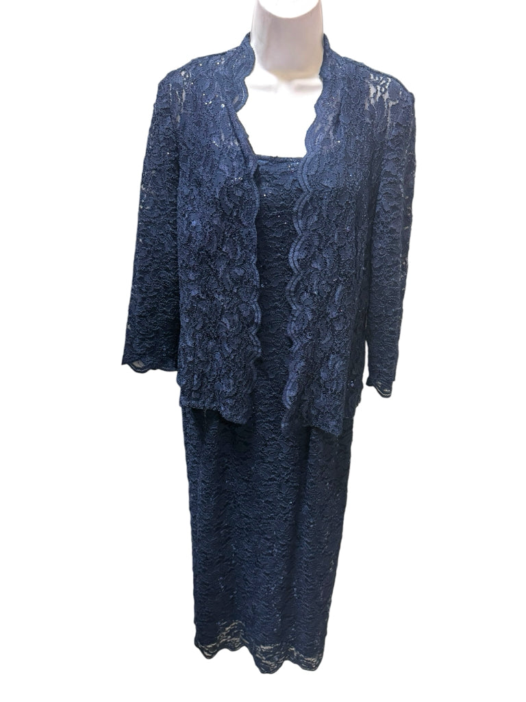 Alex Evenings Sheath Lace Jacket Dress Navy / 10